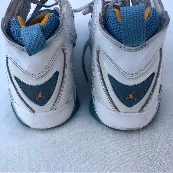 Air Jordan Sneakers True Flight Hightops Yellow Blue Y7 - Picture 2 of 7